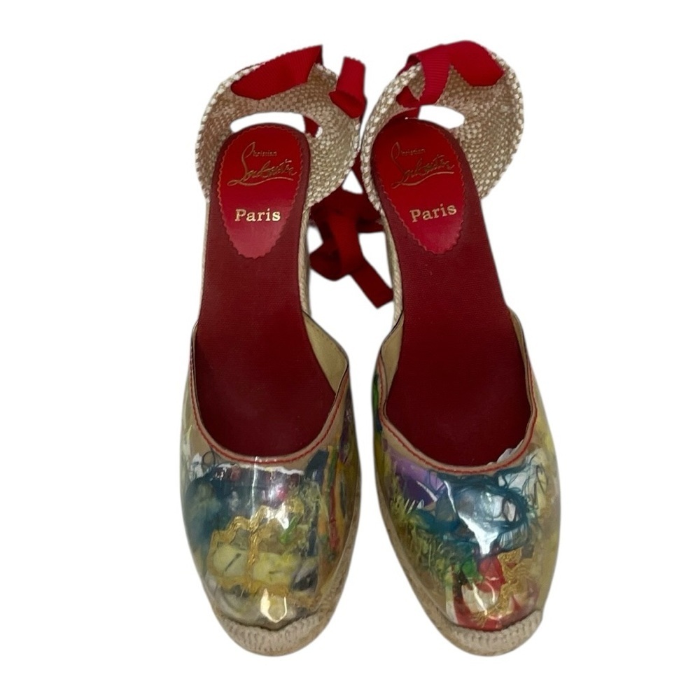 CHRISTIAN LOUBOUTIN TRASH Espadrilles Wedge D’Orsay Sandals Lace Up Leg Size 37